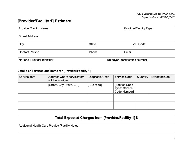 Good Faith Estimate Template for uninsured, self-pay and possibly ...